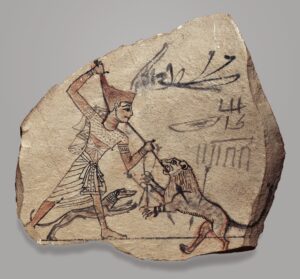 Pharaoh spearing Lion - Not King Tut